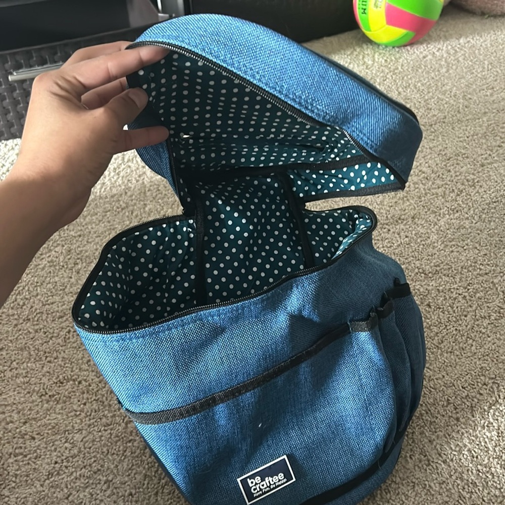 This bag  holds your yarn and your knitting or crochet hooks.